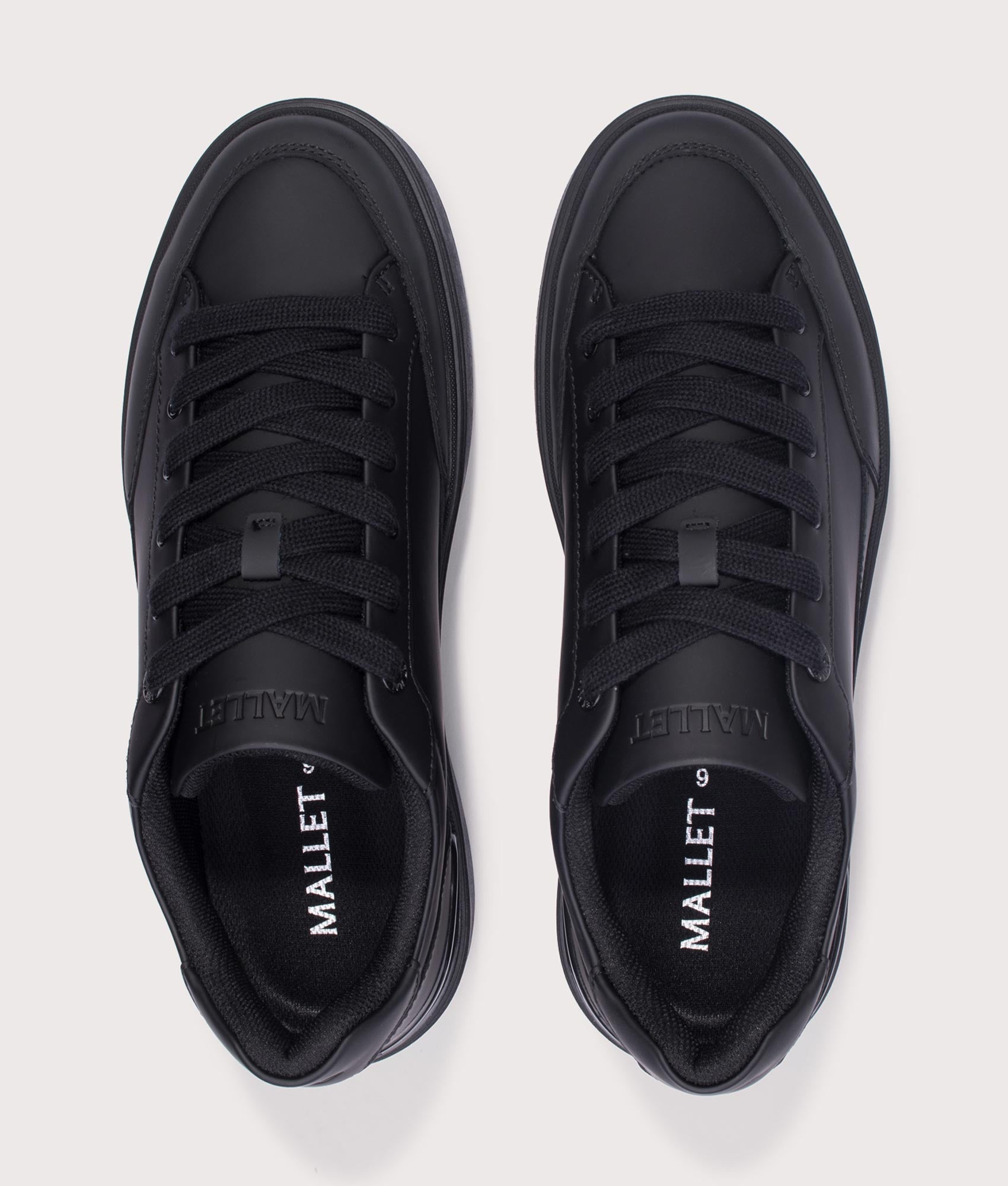 Lansbury Trainers in Triple Black | OrthoLite® HybridPlus | Mallet branding | EQVVS | Top shot 