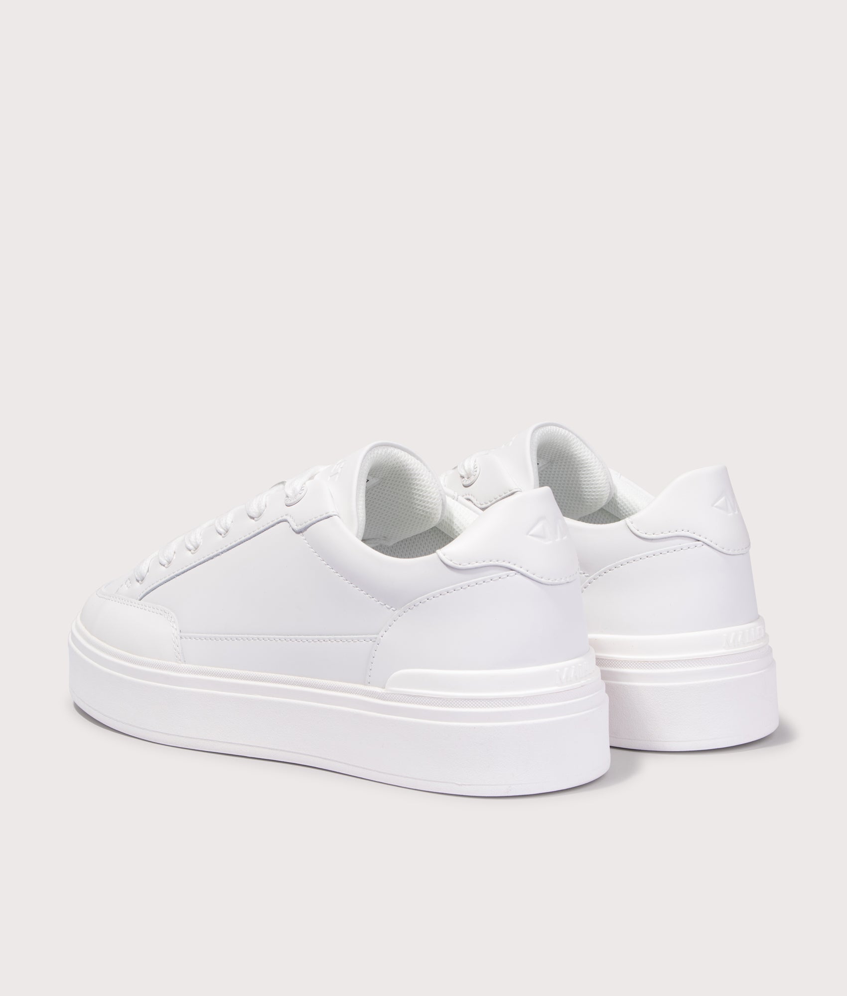 Lansbury Trainers in Triple White | Mallet branding | EQVVS | Back angle shot 