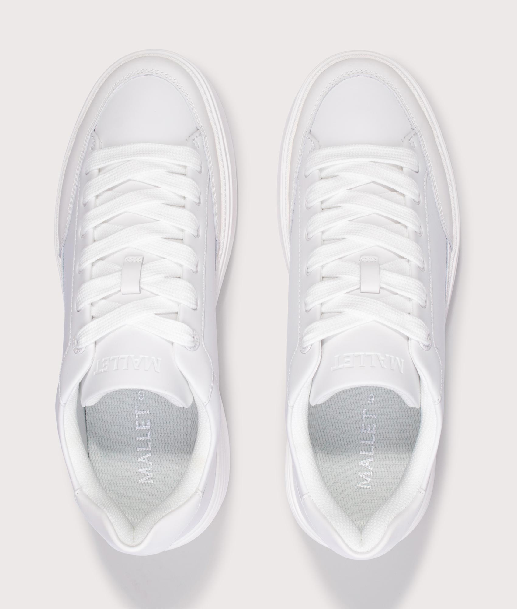 Lansbury Trainers in Triple White | Mallet branding | EQVVS | Top shot 
