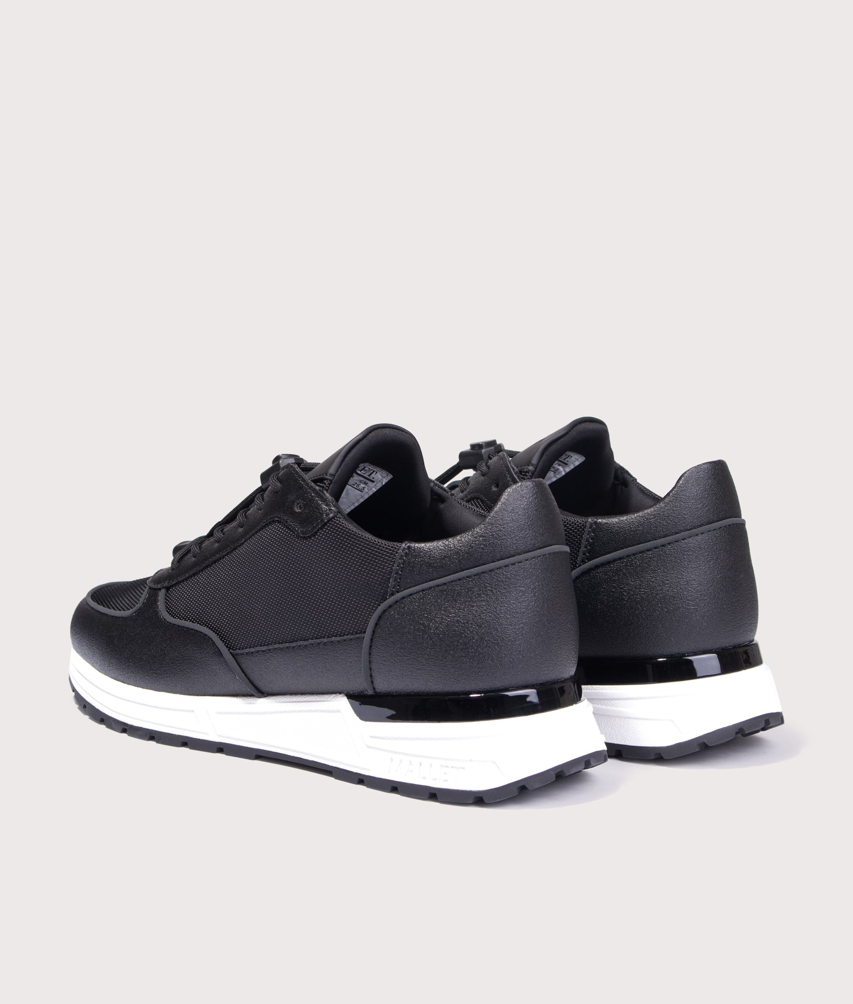 Popham Lite Trainers in Ballistic Black | Mallet branding | EQVVS | Back angle shot 