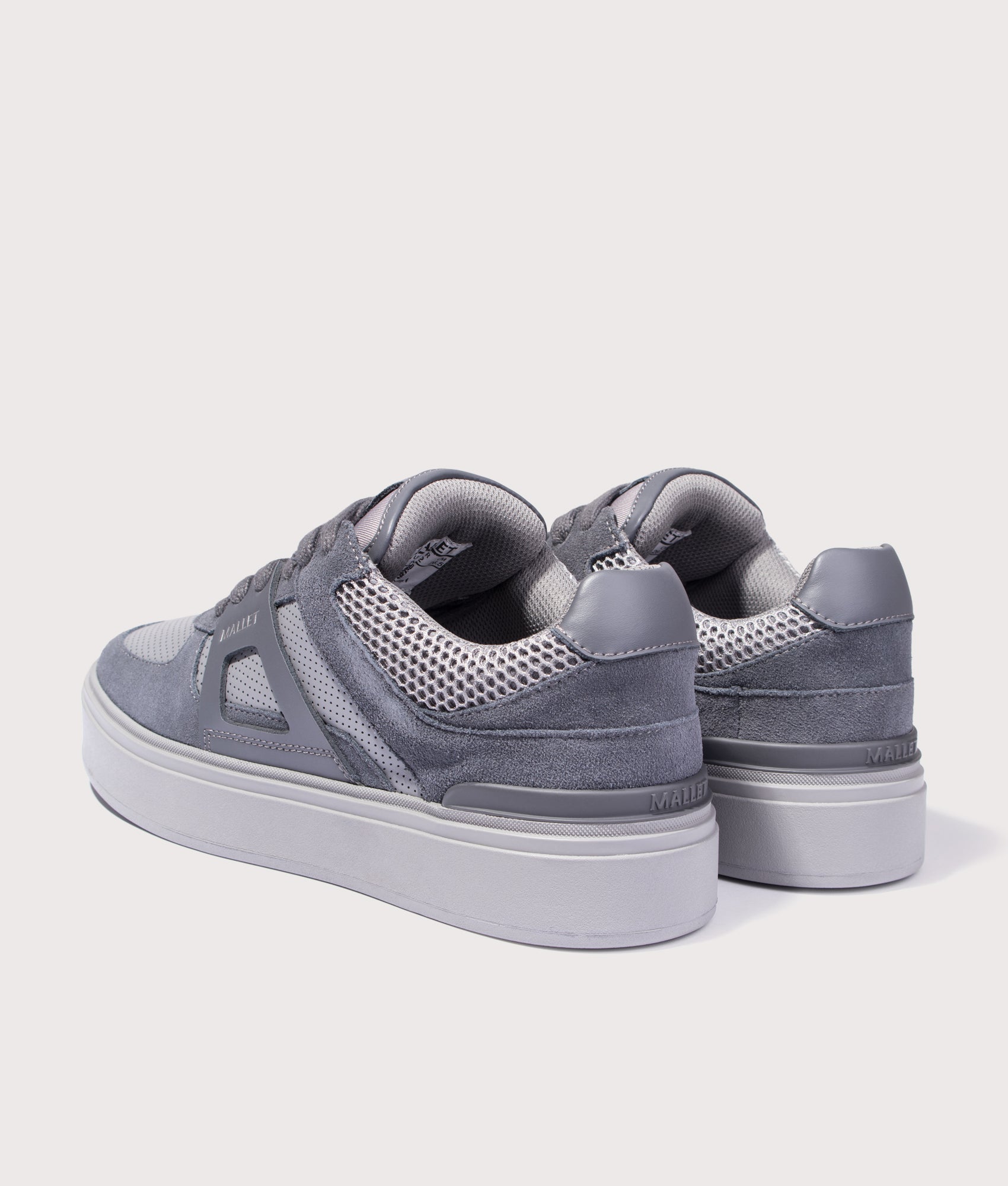 Mallet Fenchurch Trainers in Dark Grey at EQVVS Menswear. Angled back shot.