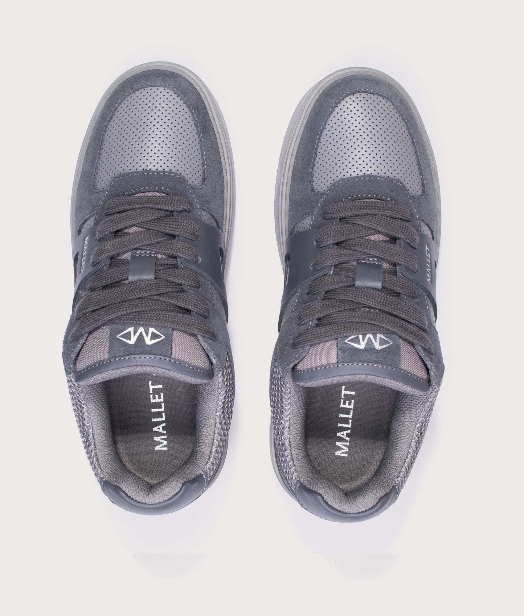 Mallet Fenchurch Trainers in Dark Grey at EQVVS Menswear. Top shot.