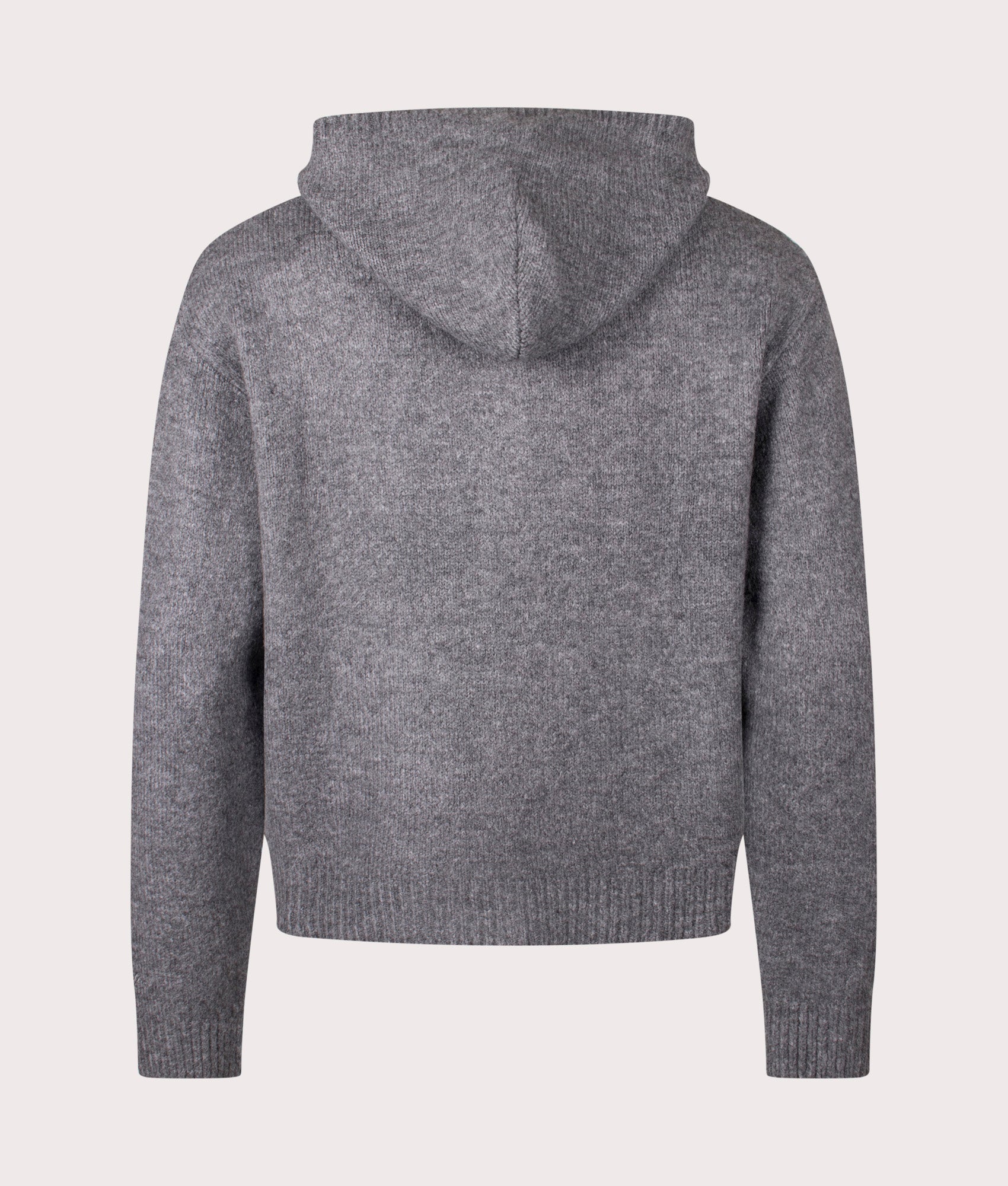 FADED Knitted Full Zip Hoodie in Charcoal Marl at EQVVS Menswear. Back shot.