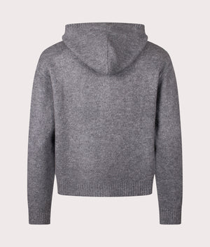 FADED Knitted Full Zip Hoodie in Charcoal Marl at EQVVS Menswear. Back shot.