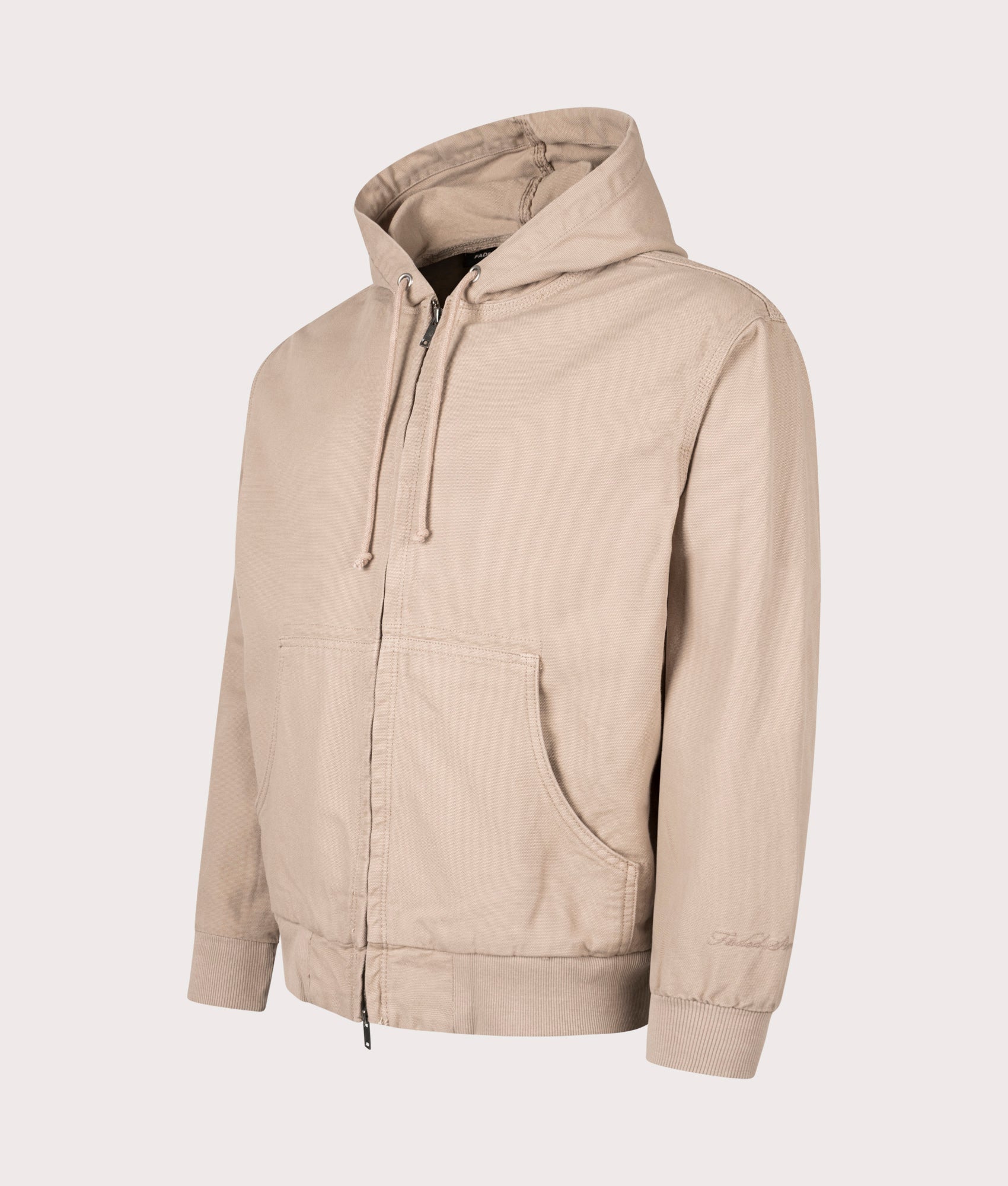 Faded Core Canvas Jacket in light brown at EQVVS Menswear. Angled front shot.