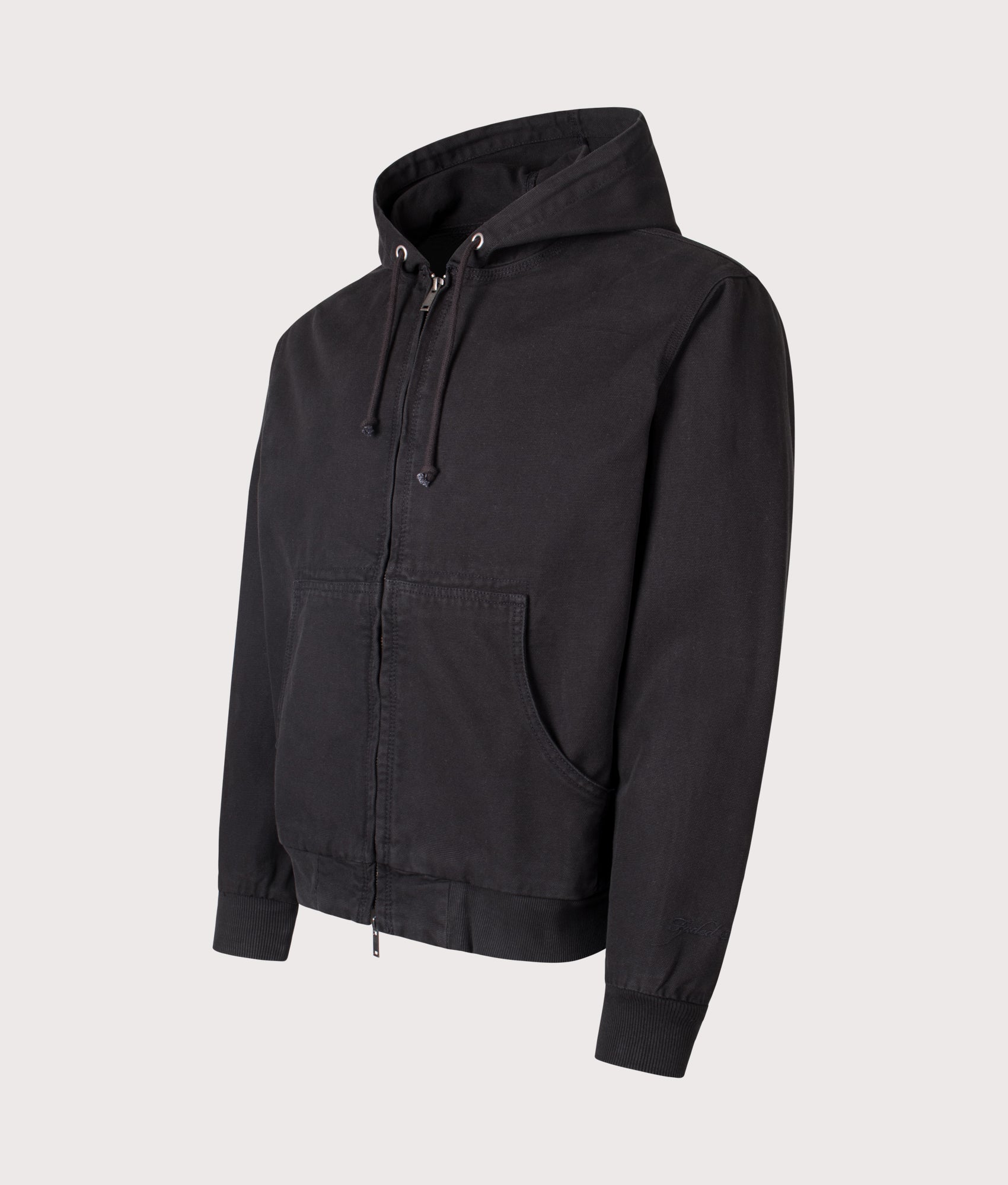 Core Canvas Jacket by FADED Store in Washed Black. Shot by EQVVS. Front  angled shot.