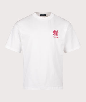 Relaxed Fit Tribal Flower T-Shirt in Off White| Faded | Shot at EQVVS | Front shot 