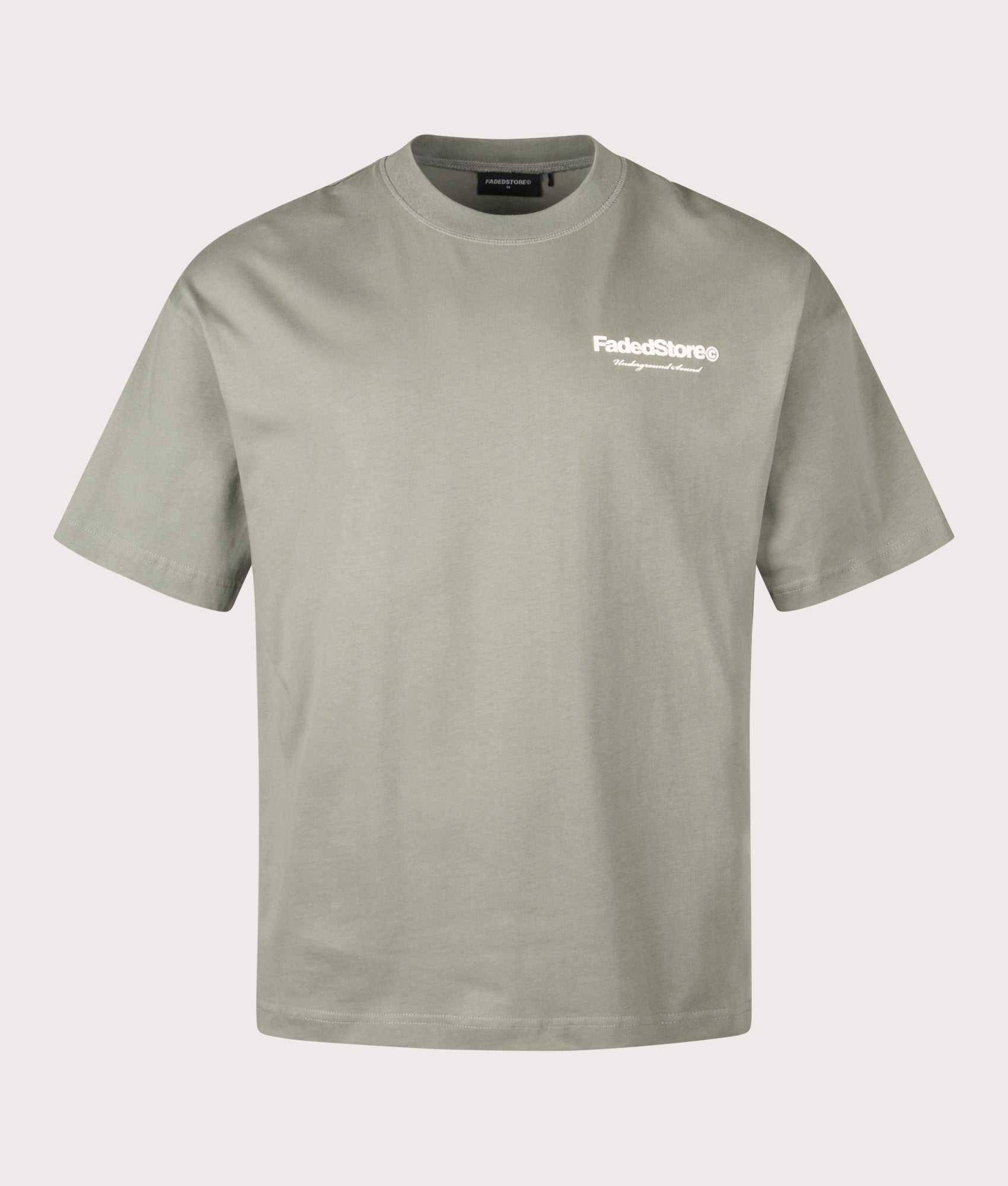 FADED Core T-Shirt in vintage olive at EQVVS Menswear. Front Shot.
