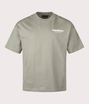 FADED Core T-Shirt in vintage olive at EQVVS Menswear. Front Shot.