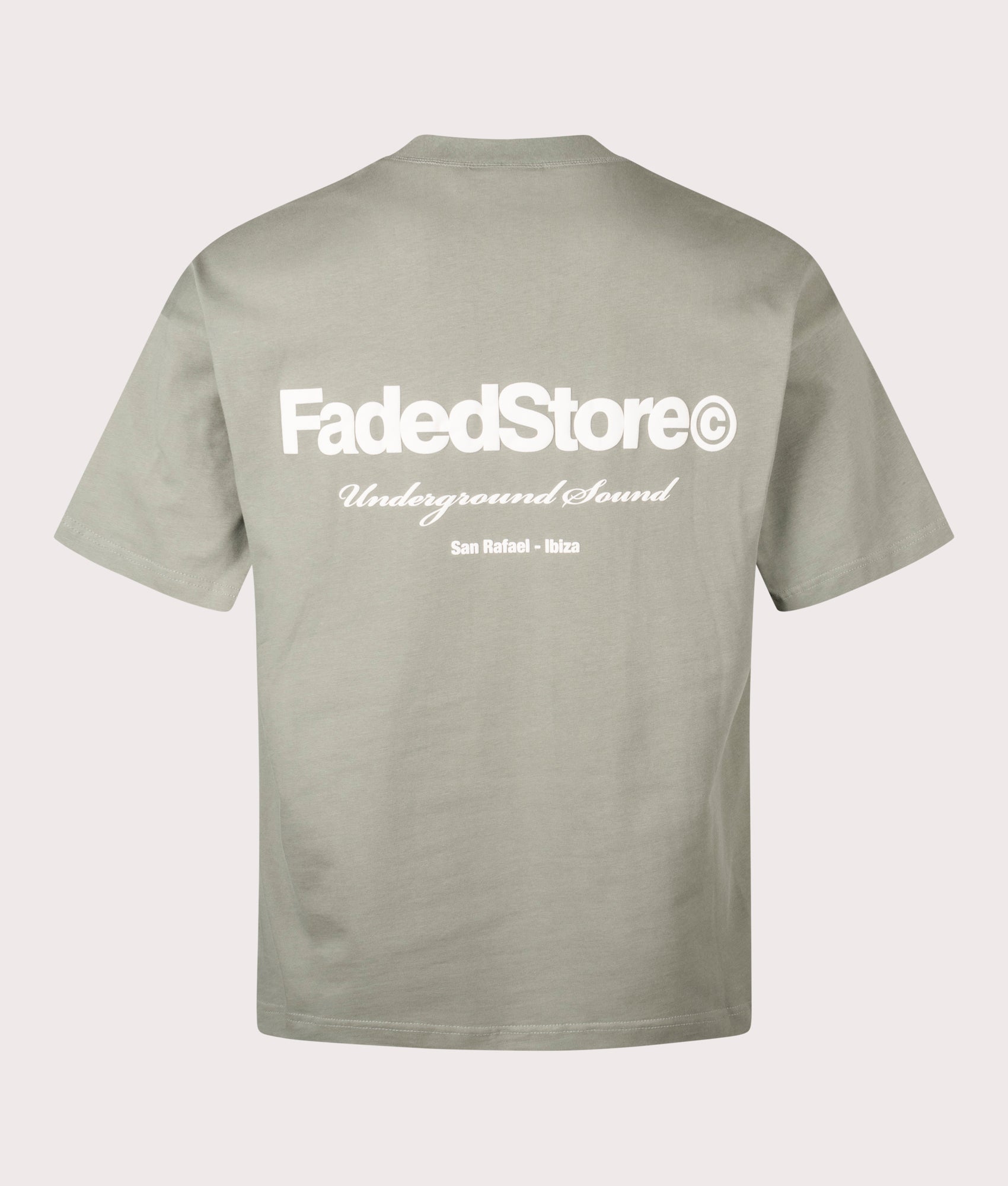 FADED Core T-Shirt in vintage olive at EQVVS Menswear. Back shot.