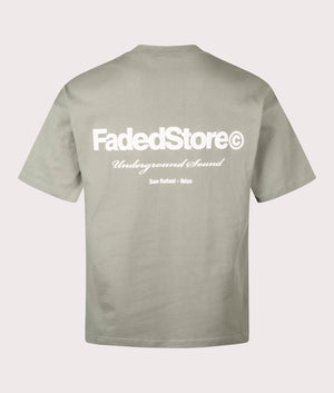 FADED Core T-Shirt in vintage olive at EQVVS Menswear. Back shot.