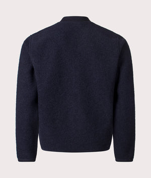 Wool Zip Bomber Jacket in Navy | Wool Blend | Universal Works | EQVVS | Back shot 