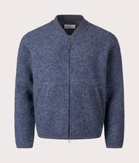 Wool Zip Bomber Jacket: Slate Blue 