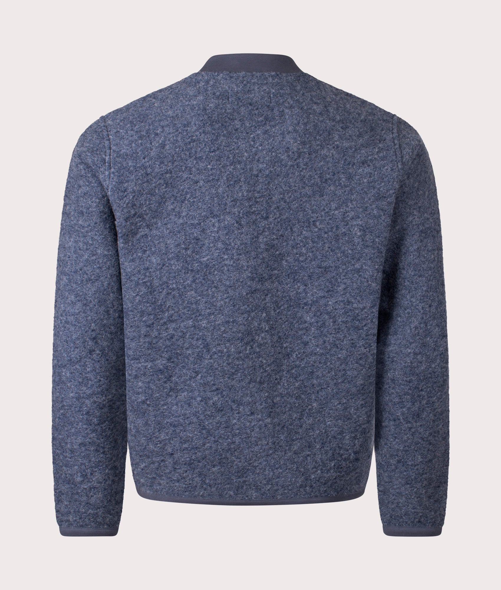 Wool Zip Bomber Jacket in Slate Blue | Wool Blend | Universal Works | EQVVS | Back shot 