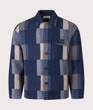 Japanese Patchwork Tech Overshirt in Navy | 100% Cotton | Universal Works | EQVVS | Front shot 