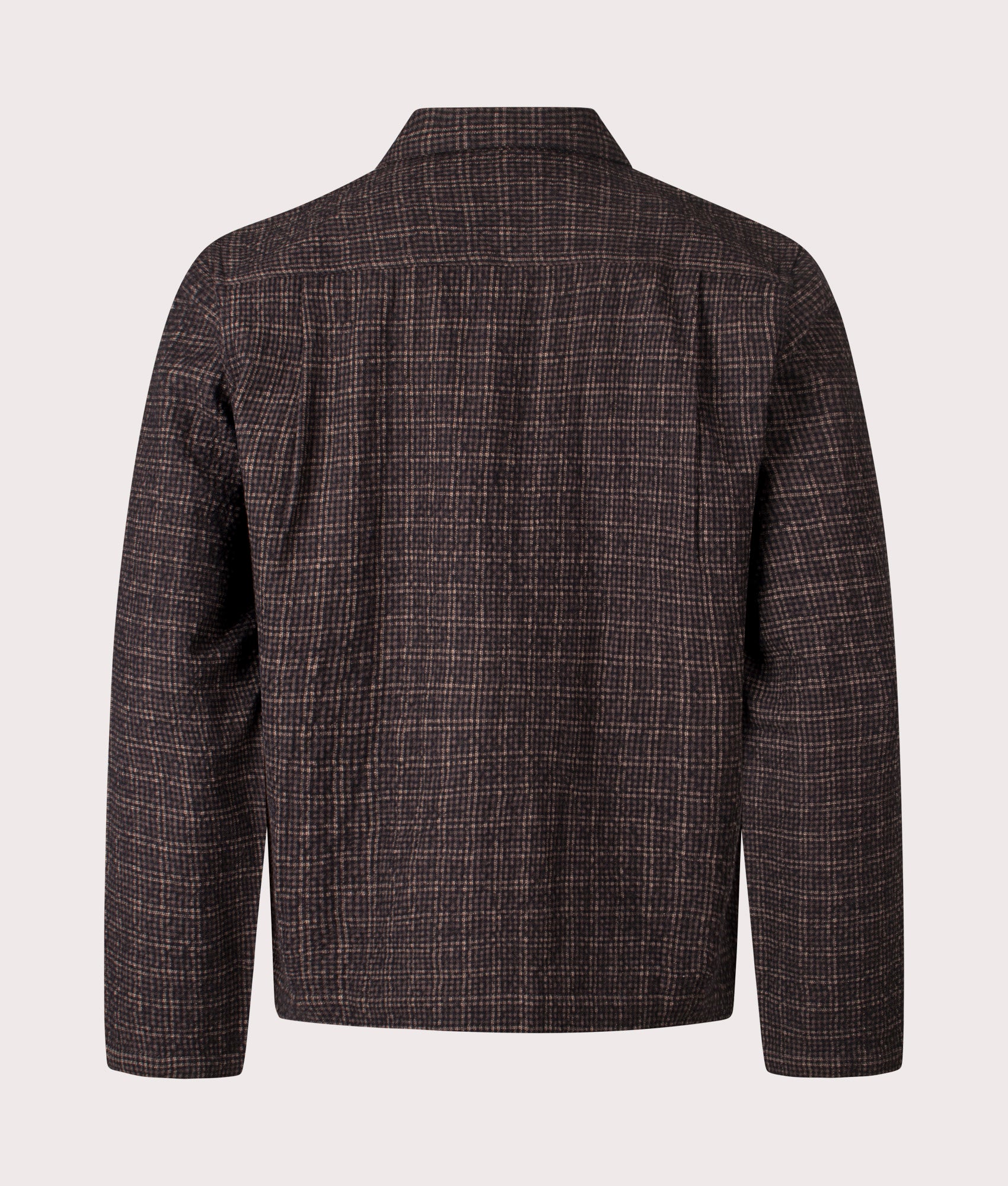 Cedar Check Zip Shirt in Brown | Wool Blend | Universal Works | EQVVS | Back shot 