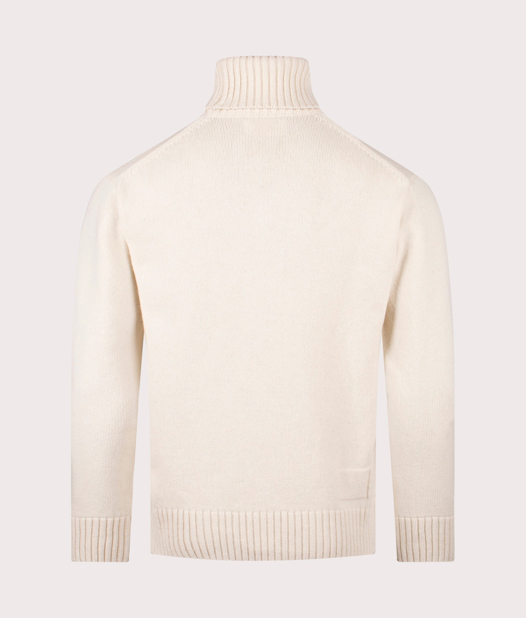 Universal Works Roll Neck Sweatshirt in Ecru at EQVVS Menswear. Back shot.