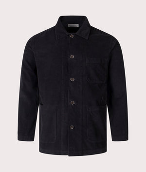 Bakers Overshirt in Black. 100% Organic Cotton  | Universal Works | Shot at EQVVS | Front shot