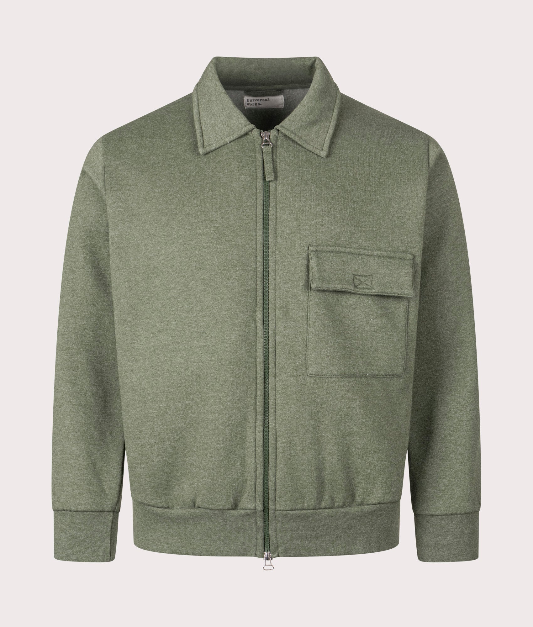 Universal Works Relaxed Fit Tyler Jacket in Green at EQVVS Menswear. Front shot. 