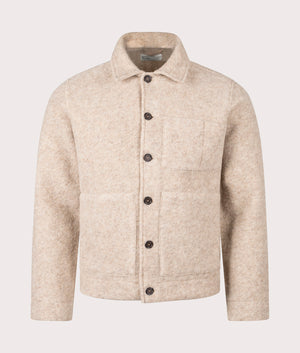 Uniform Jacket in Fawn. Wool-blend | Universal Works | Shot at EQVVS | Front shot 
