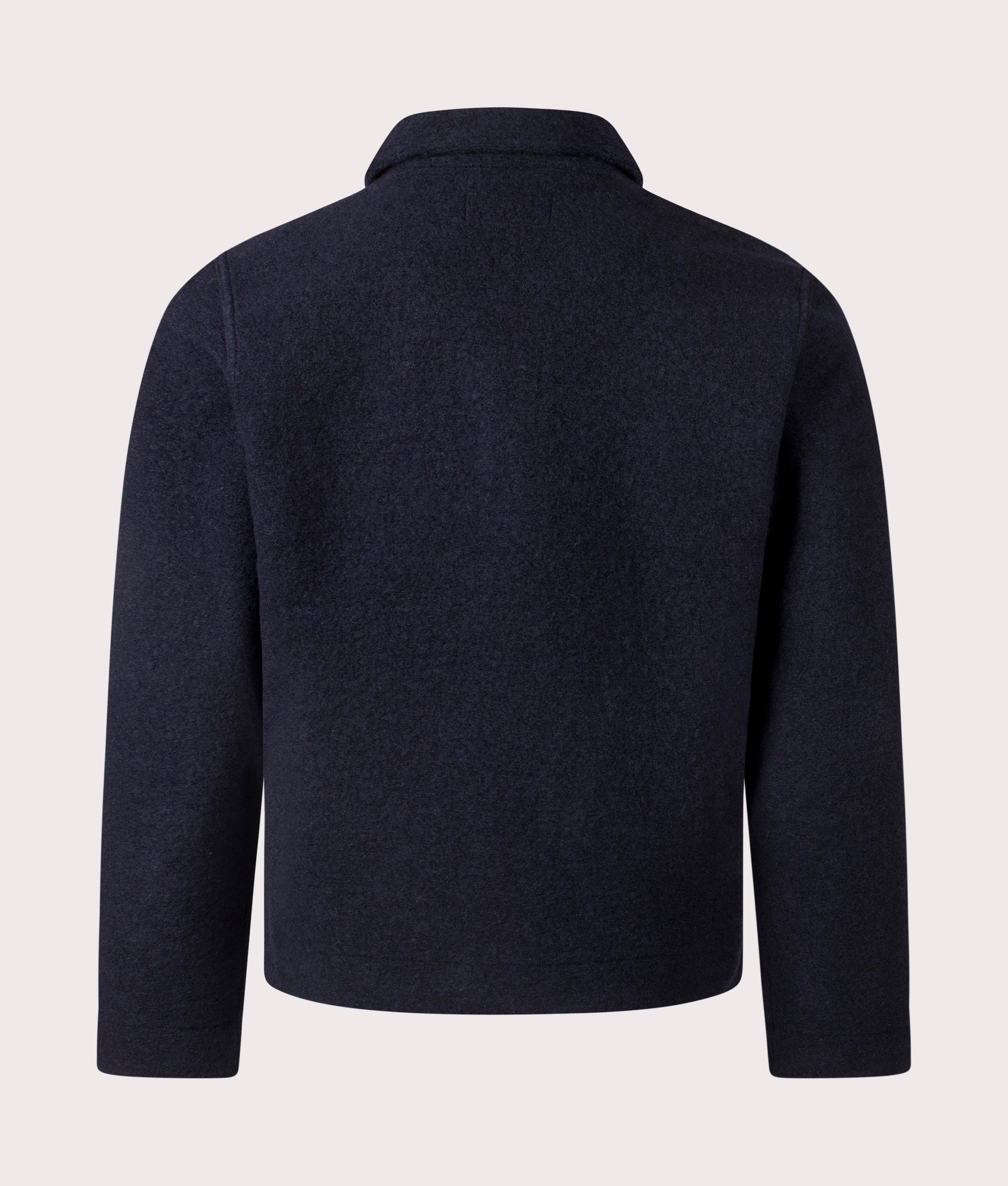 Uniform Jacket in Navy. Wool-blend | Universal Works | Shot at EQVVS | Back shot 
