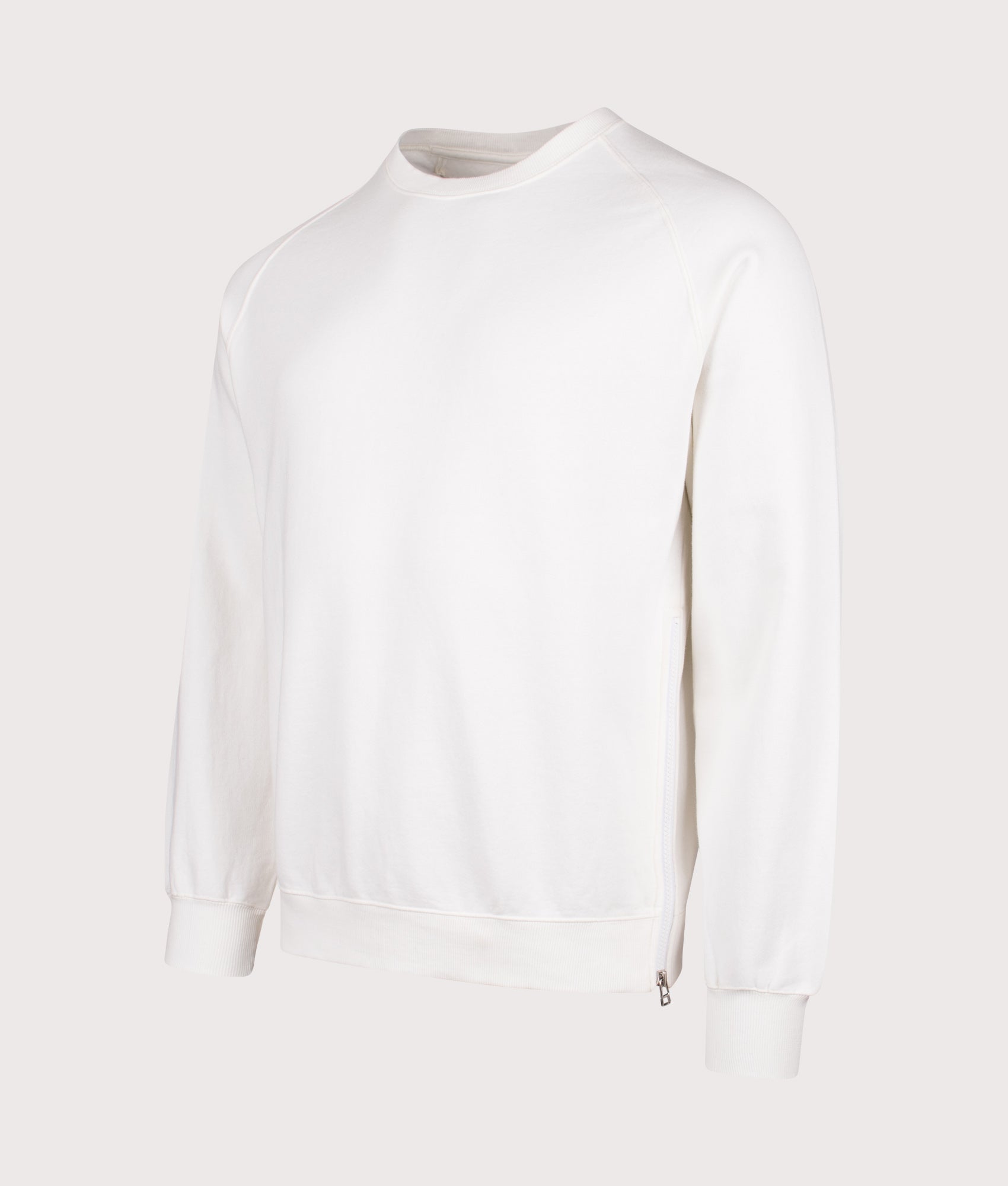 Universal Works Billy Sweatshirt in Ecru at EQVVS Menswear. Angled front shot.