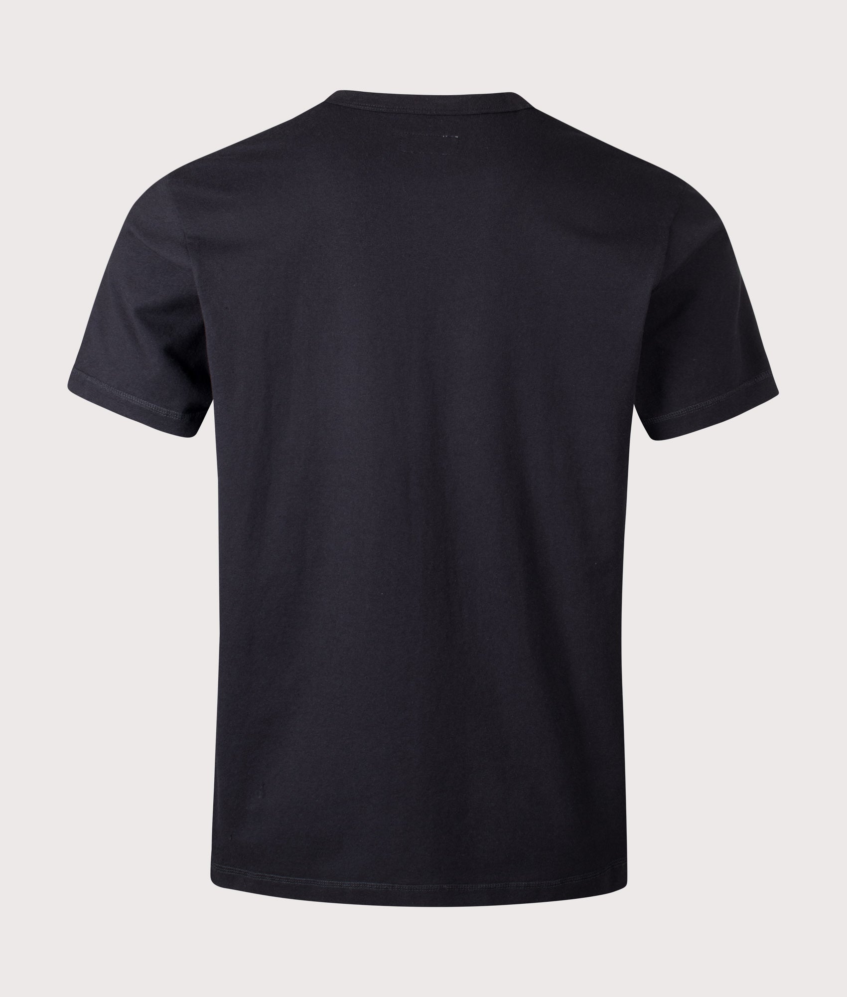 Universal Works Relaxed Fit Core Pocket T-Shirt in Black at EQVVS Menswear. Back shot.