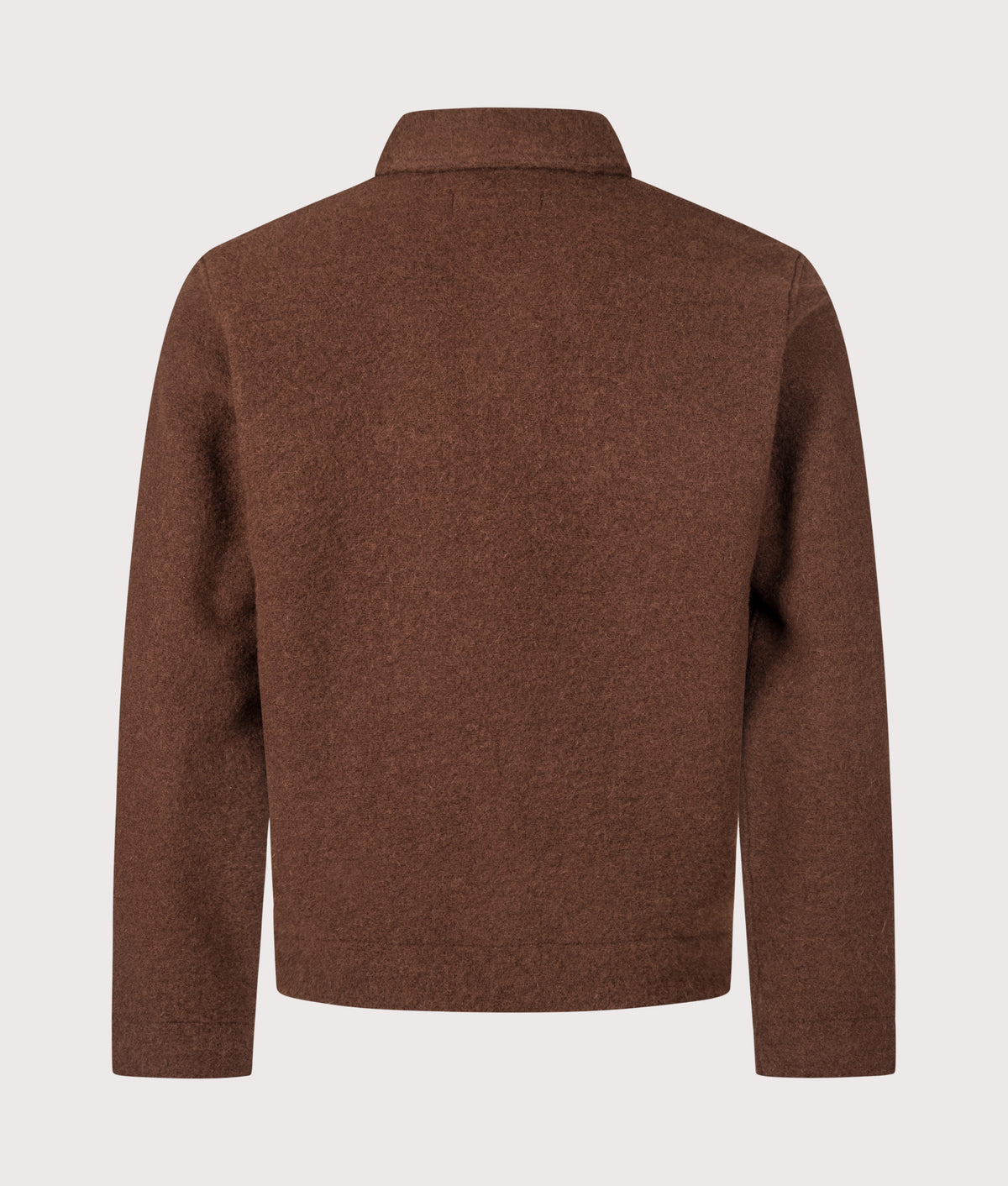 Universal Works Uniform Jacket in Cacao at EQVVS Menswear. Back shot.