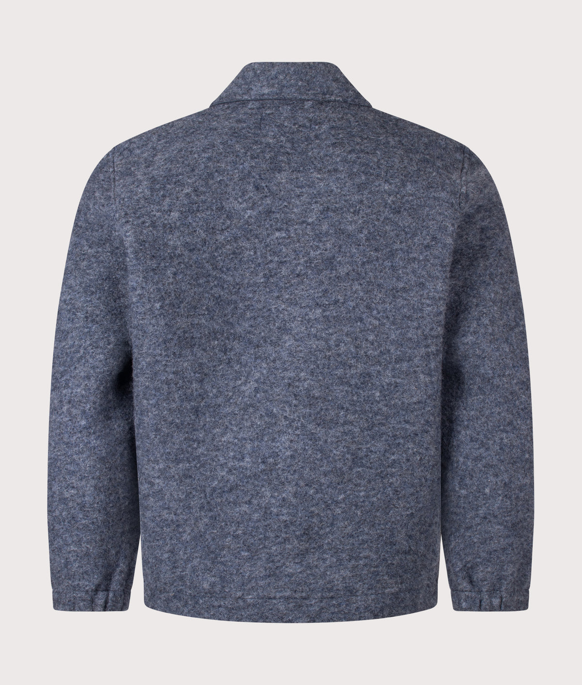 Universal Works Relaxed Fit Rams Jacket in  Slate Blue at EQVVS Menswear. Back shot.