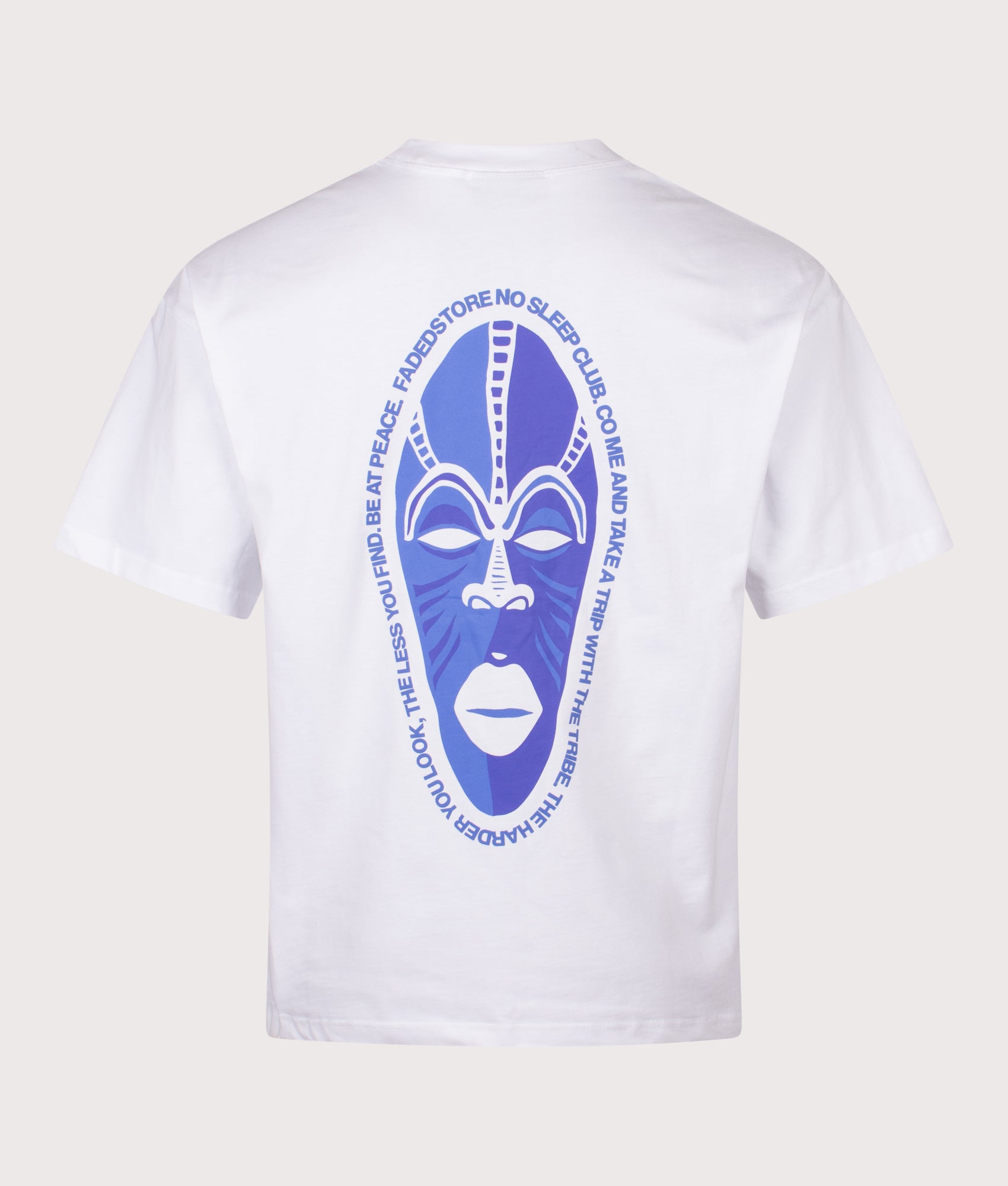Faded Relax Fit NSC Face T-Shirt in White at EQVVS Menswear. Back shot.