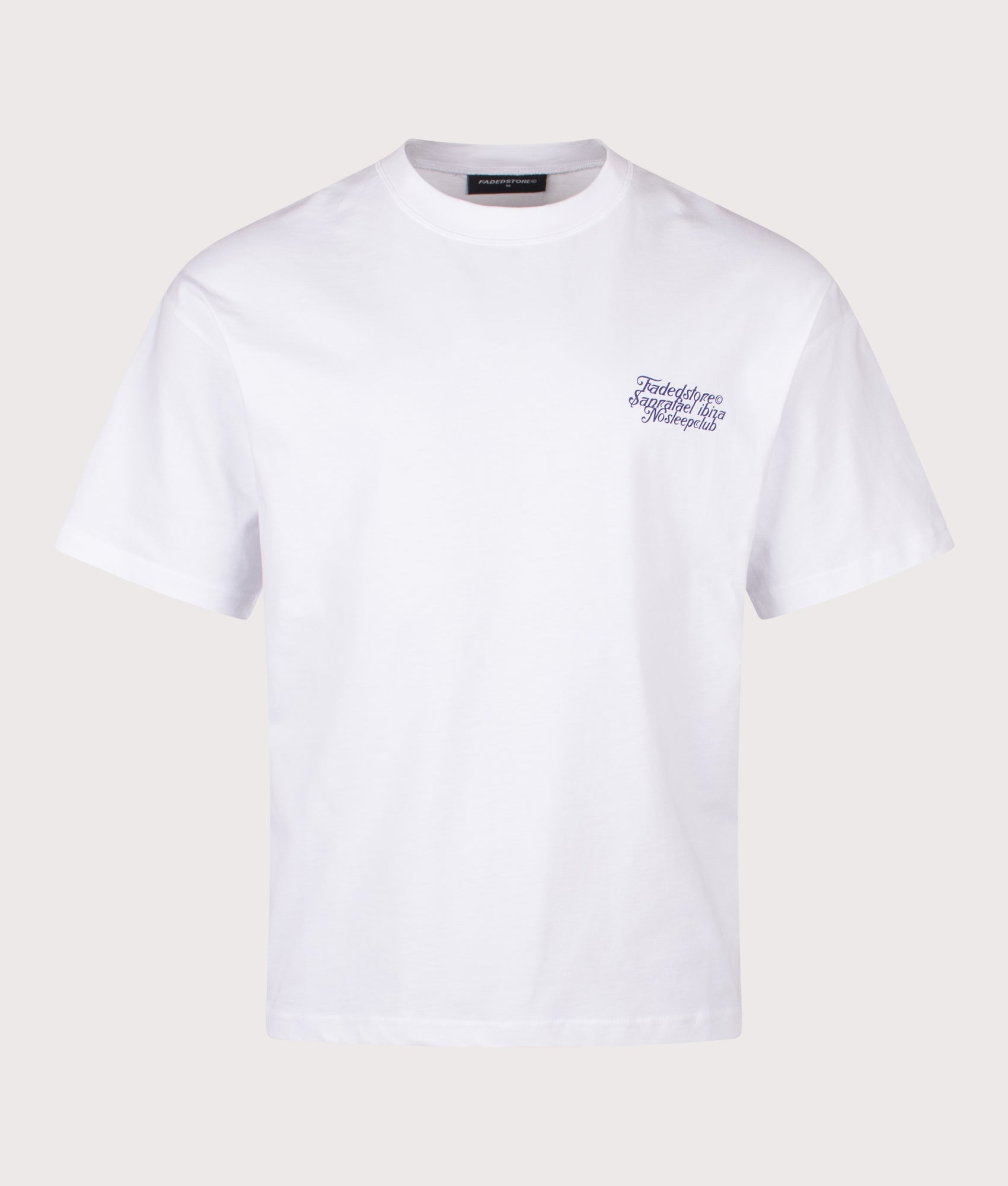 Faded Relaxed Fit NSC Face T-Shirt in White at EQVVS Menswear. Front shot.