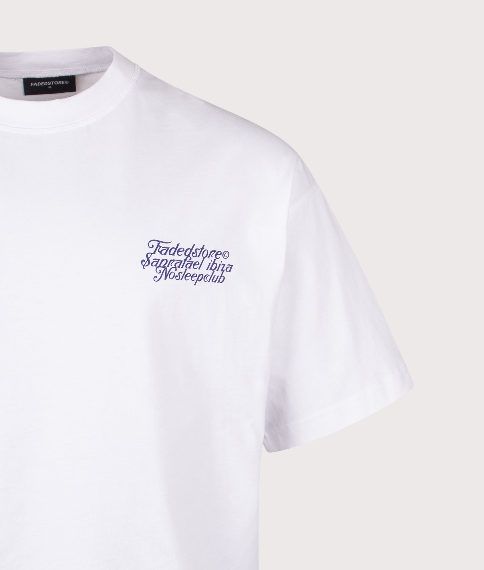 Faded Relaxed Fit NSC Face T-Shirt in White at EQVVS Menswear. Front detail shot.