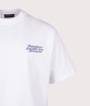 Relaxed Fit NSC Face T-Shirt in White | 100% Cotton | Faded | Shot at EQVVS | Front detail shot 