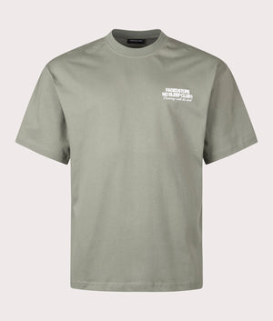Relaxed Fit Devil T-Shirt in Olive Smoke | 100% Cotton | Faded | EQVVS | Front shot 