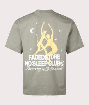Relaxed Fit Devil T-Shirt in Olive Smoke | 100% Cotton | Faded | EQVVS | Back shot 