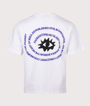 Relaxed Fit NSC Circle Eye T-Shirt in White | 100% Cotton | Faded | Shot at EQVVS | Back shot 