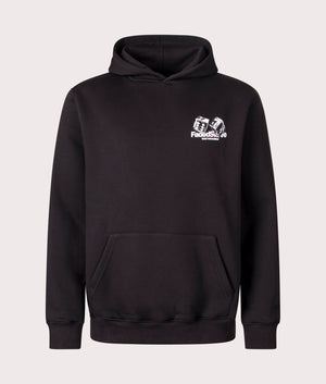 Relaxed Fit Dice Hoodie in Black | 100% Cotton | Faded | EQVVS | Front shot 