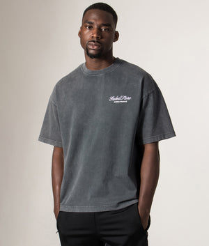 FADED Relaxed Fit Mushroom Sketch T-Shirt in Washed Black at EQVVS Menswear. Model front shot.