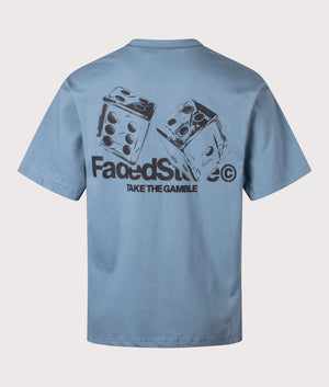 Relaxed Fit Take The Gamble T-Shirt in Dusky Blue. 100% Cotton | Barbour Lifestyle | Shot at EQVVS | Back shot 