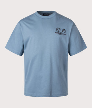 Relaxed Fit Take The Gamble T-Shirt in Dusky Blue. 100% Cotton | Barbour Lifestyle | Shot at EQVVS | Front shot 