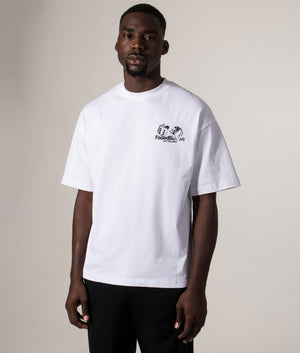 FADED Relaxed Fit Take The Gamble T-Shirt in White at EQVVS Menswear. Model front shot.