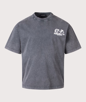 Relaxed Fit Take The Gamble T-Shirt in Acid Wash. 100% Cotton | Barbour Lifestyle | Shot at EQVVS | Front shot 