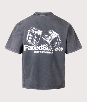 Relaxed Fit Take The Gamble T-Shirt in Acid Wash. 100% Cotton | Barbour Lifestyle | Shot at EQVVS | Back shot 