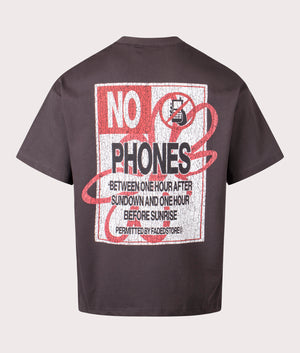 FADED No Phones T-Shirt in Grey at EQVVS Menswear. Back shot.
