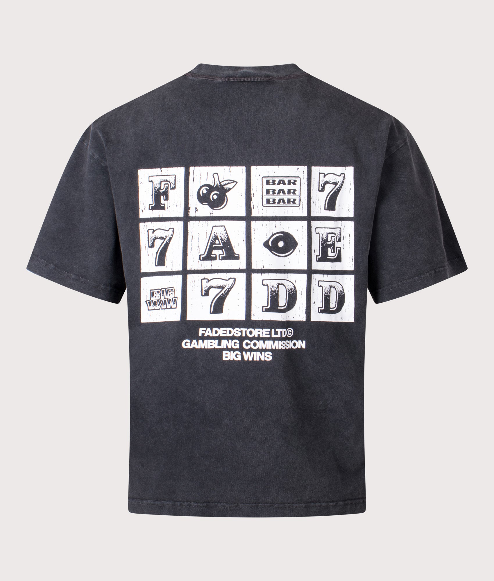 FADED Relaxed Fit Big Wins T-Shirt in Black at EQVVS Menswear. Back shot.