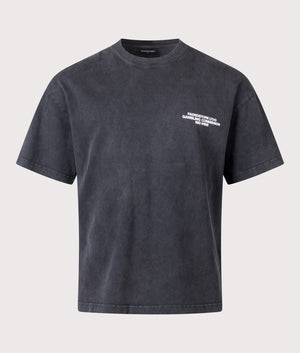 Relaxed Fit Big Wins T-Shirt in Black Wash | 100% Cotton | Faded | Shot at EQVVS | Front shot 