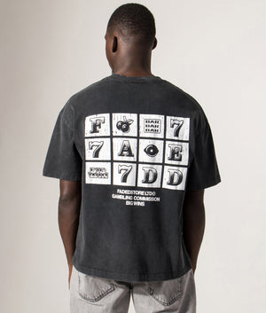 FADED Relaxed Fit Big Wins T-Shirt in Black at EQVVS Menswear. Model back shot.