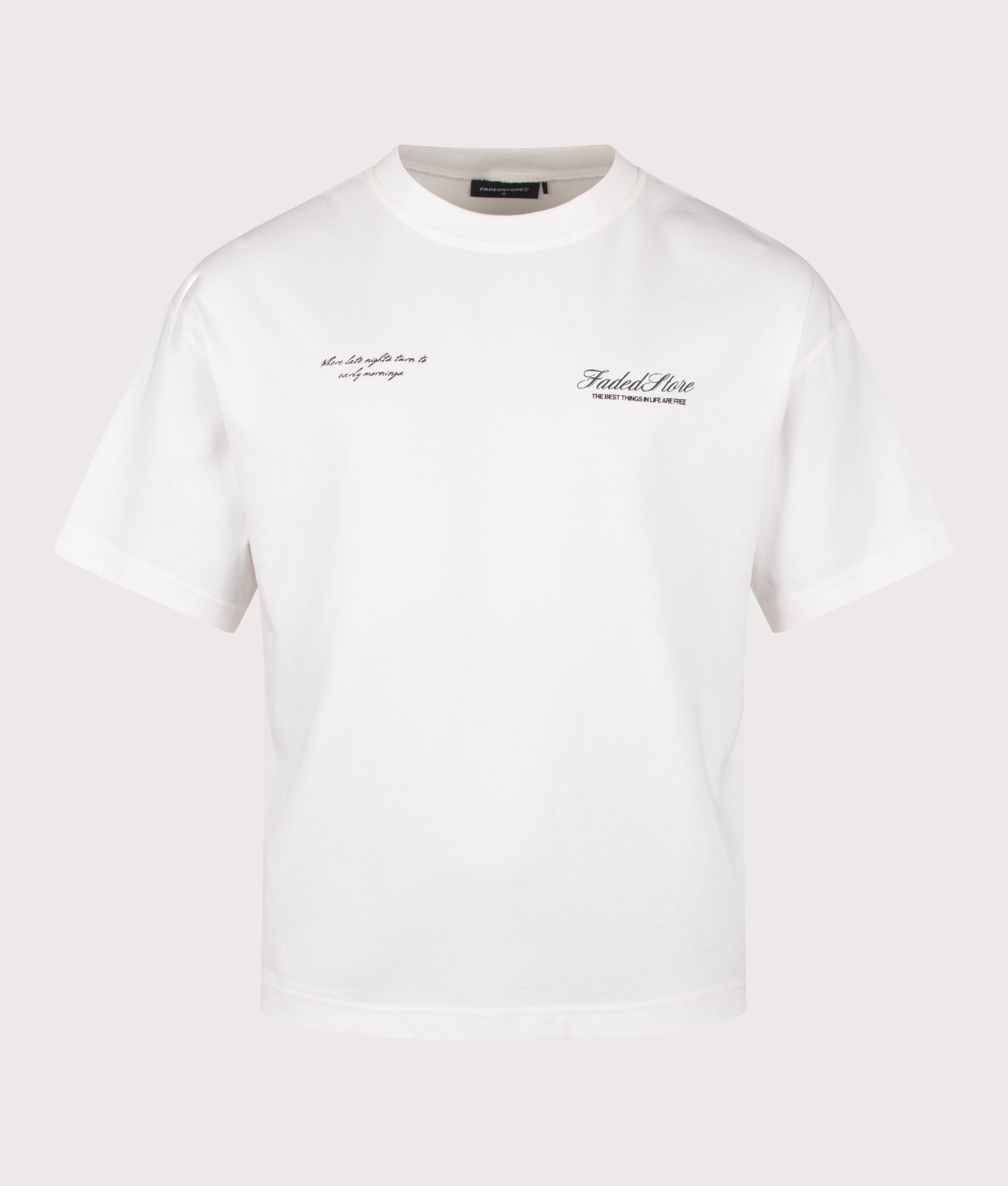 FADED Late Night T-Shirt in the white at EQVVS Menswear. Front shot. 