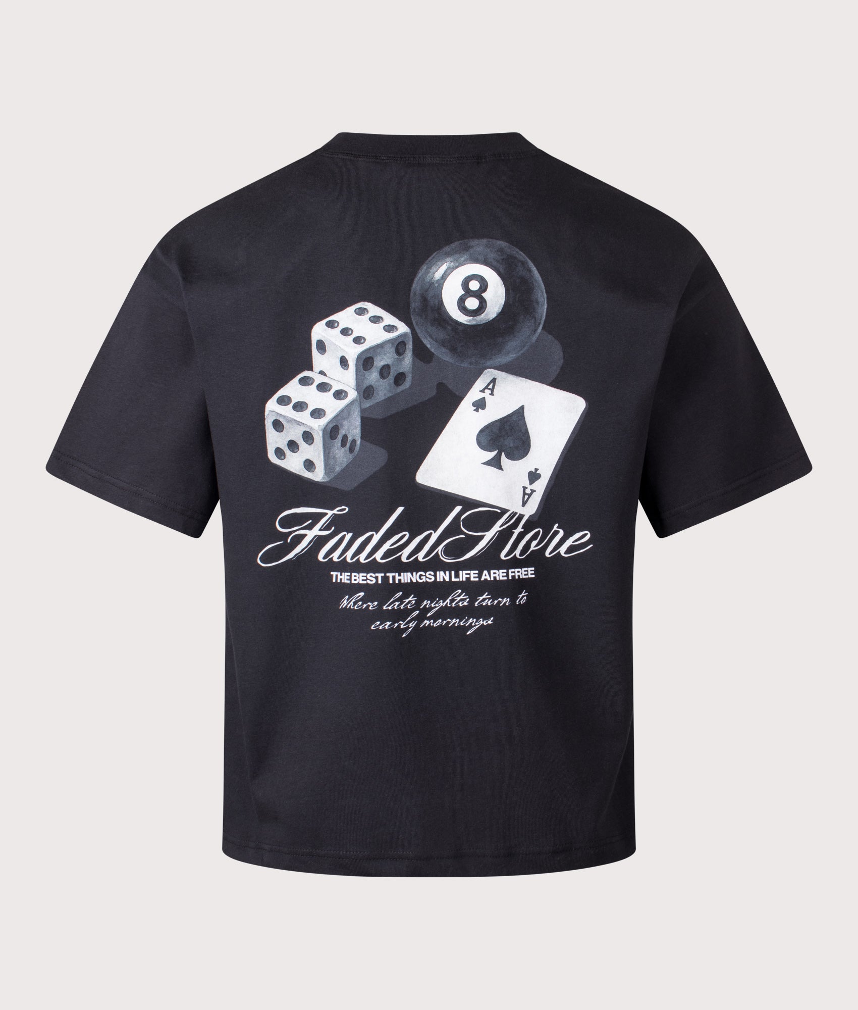 FADED Late Night T-Shirt in Black at EQVVS Menswear. Back shot.