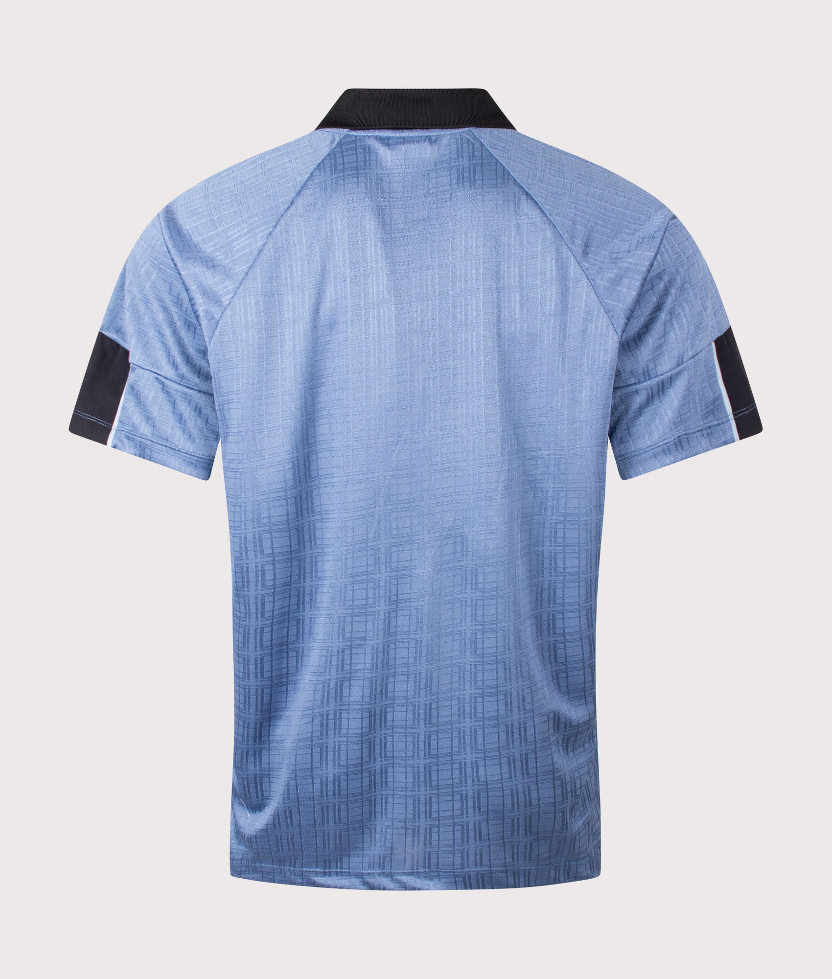 Umbro Football Shirt in Infinity, Black and Ocean Wave at EQVVS Menswear. Back shot.